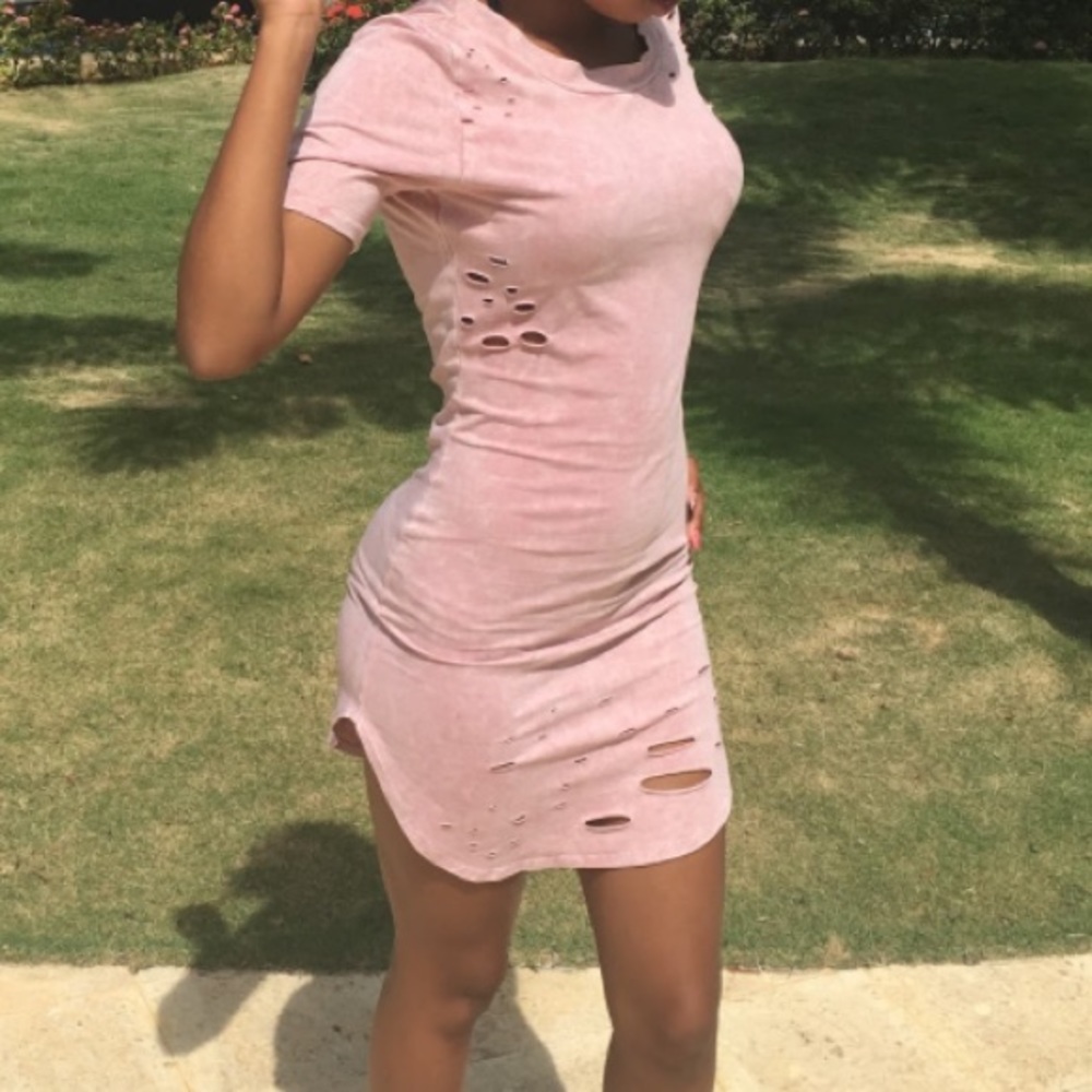 Bodycon distressed mini dress